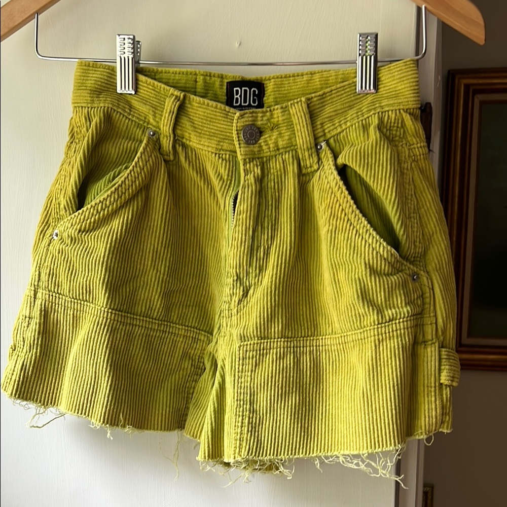 BDG Citrus Yellow Lime Green Cargo Shorts Distressed Shorts